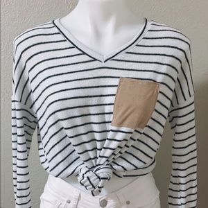 white and black sweater